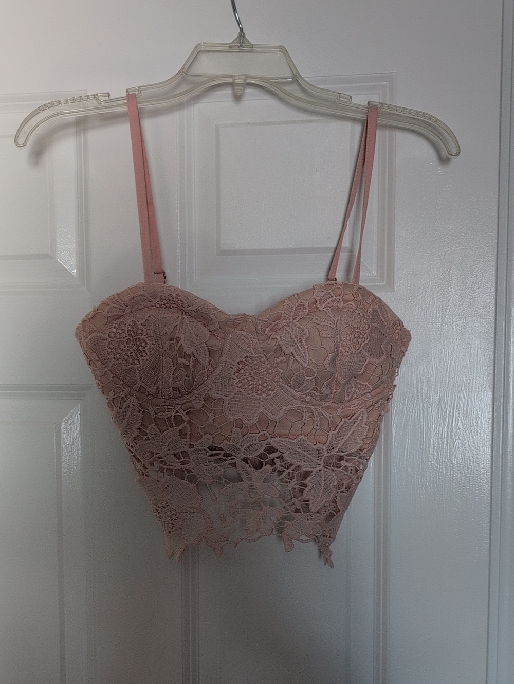 Delicate Lace Bandeau Crop Top - Dusty Rose
